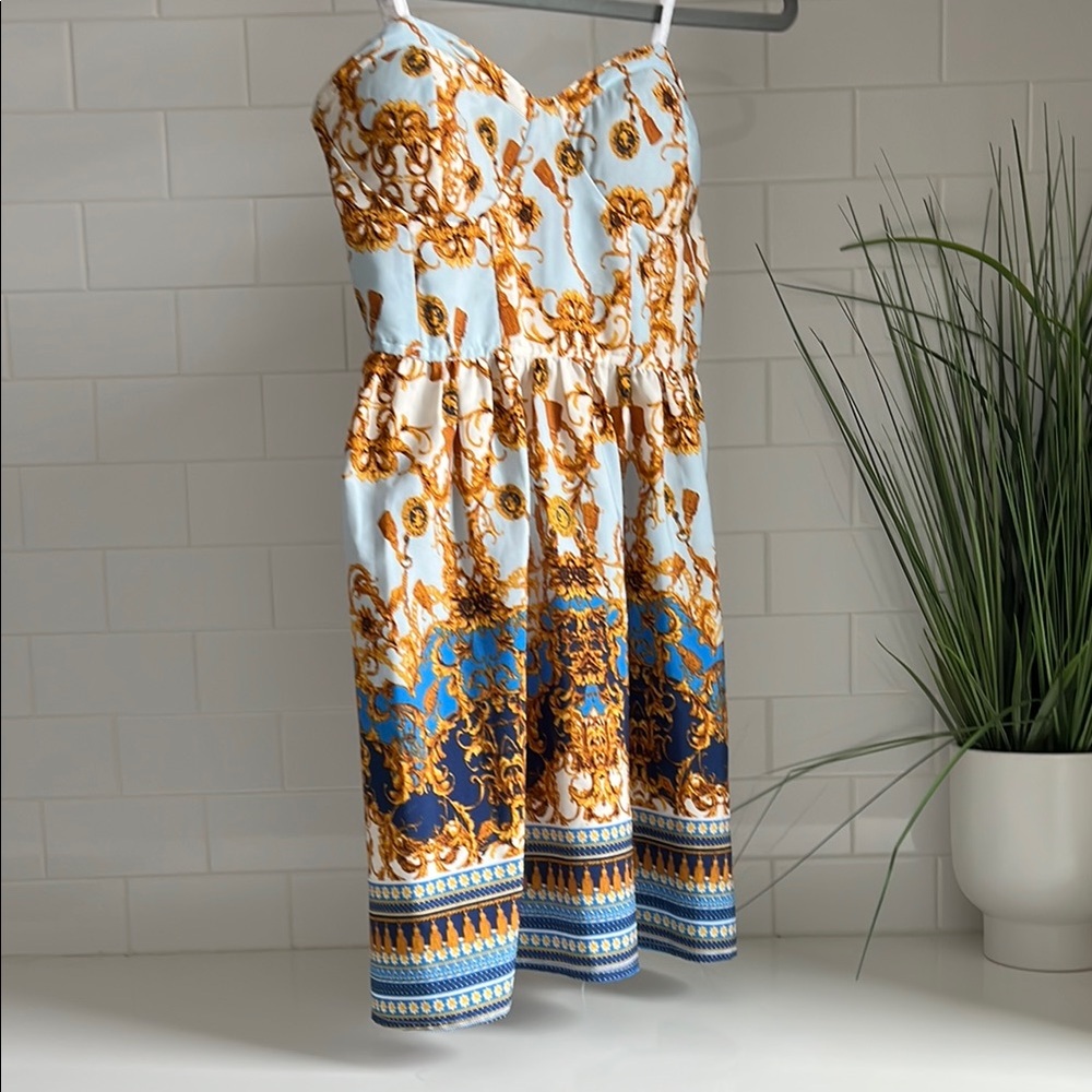 Elegant Baroque Print Dress